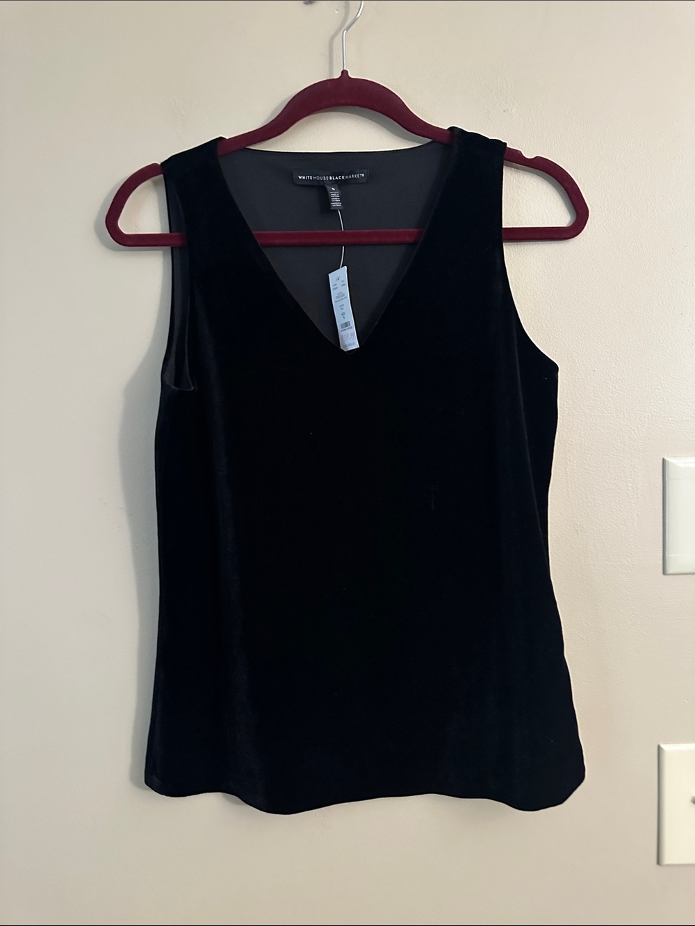 White House Black Market Black Velvet V-Neck Camisole